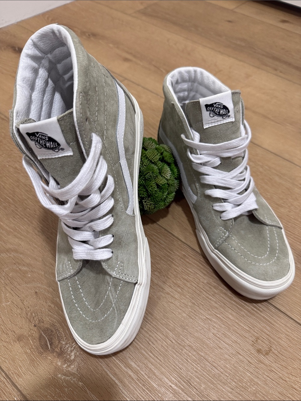 Vans Women's High-Top Suede Sneakers in Sage and White - 10